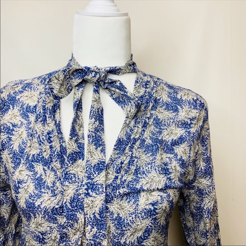 Lucky Brand feather neck tie boho blouse S